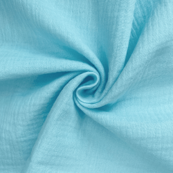 Ткань Муслин Жатый, цвет Небесно-голубой (на отрез)  в Реутове